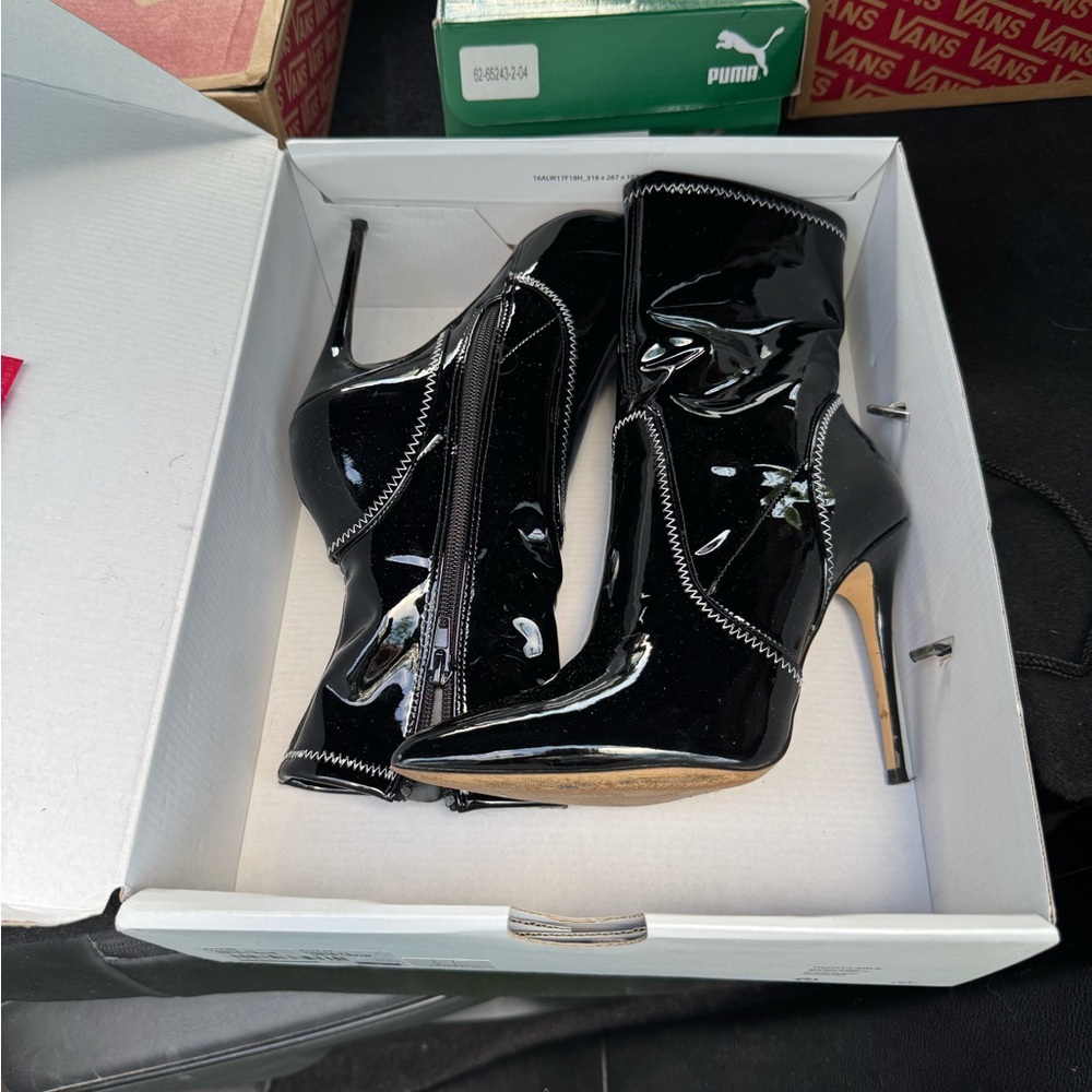 Aldo Black Heeled Boots with Sleek Patent Finish